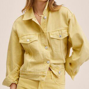 Mango Oversized Butter Yellow Denim Jacket